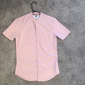 men’s topman cream/salmon shortsleeve buttonup
